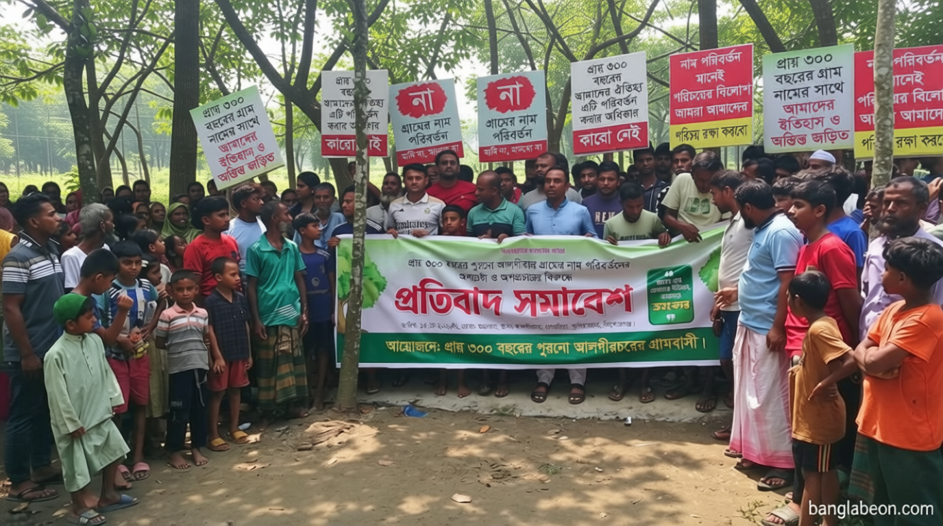 কুলিয়ারচরে গ্রামের ঐতিহ্য রক্ষায় গ্রামবাসীর মানববন্ধন