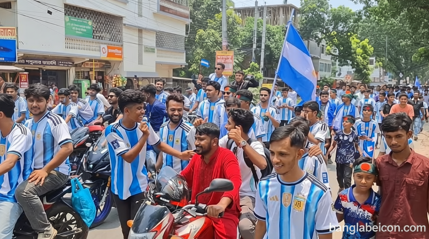আকাশী-সাদা পতাকায় বর্ণিল ঝিনাইদহ শহর