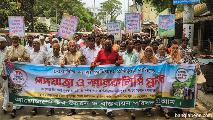 চরবিষয়ক মন্ত্রণালয় গঠনের দাবিতে কুড়িগ্রামে পদযাত্রা