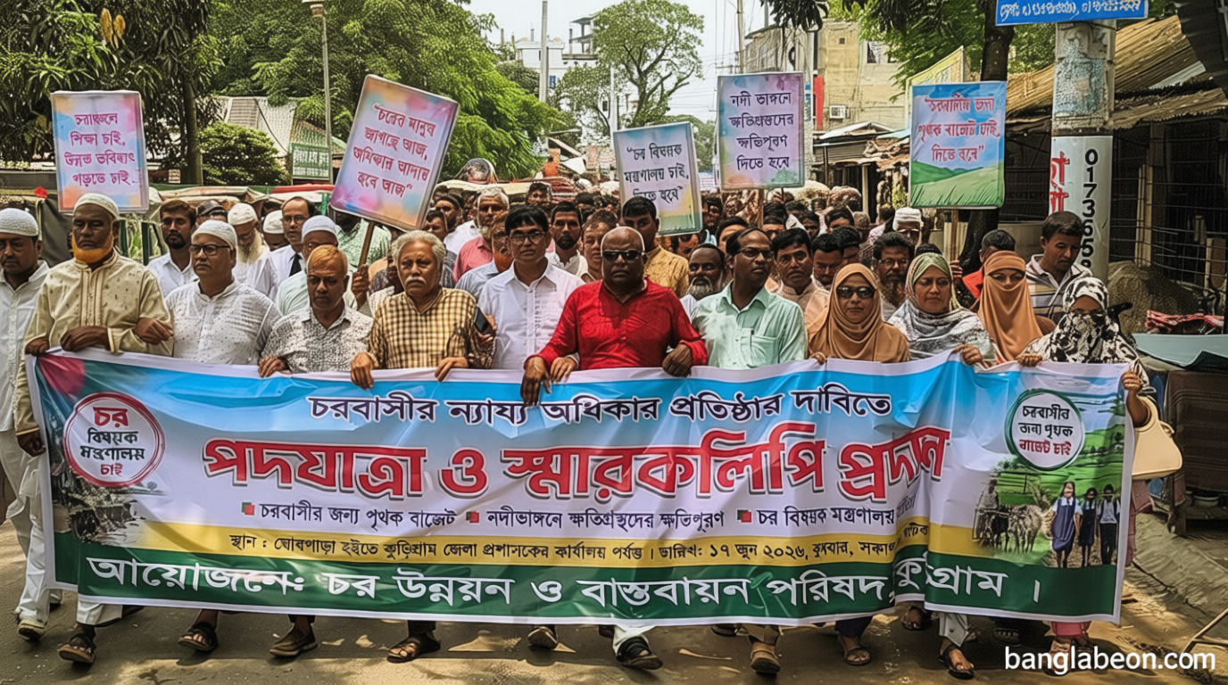 চরবিষয়ক মন্ত্রণালয় গঠনের দাবিতে কুড়িগ্রামে পদযাত্রা