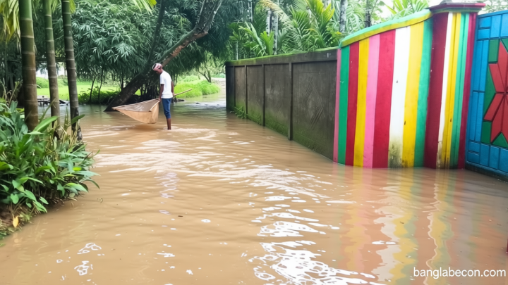 সিলেট-সুনামগঞ্জে পাহাড়ি ঢলে ৫ উপজেলা প্লাবিত, বন্যার আশঙ্কা