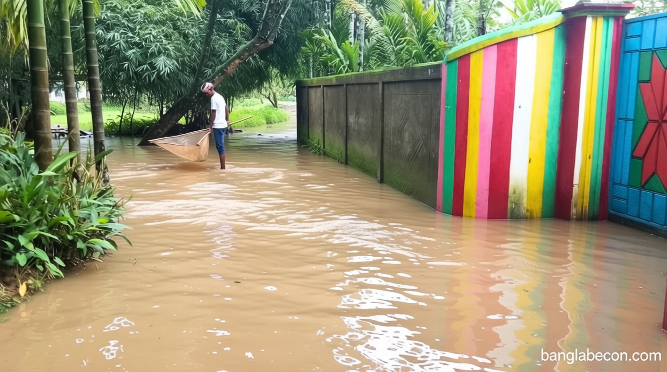 সিলেট-সুনামগঞ্জে পাহাড়ি ঢলে ৫ উপজেলা প্লাবিত, বন্যার আশঙ্কা