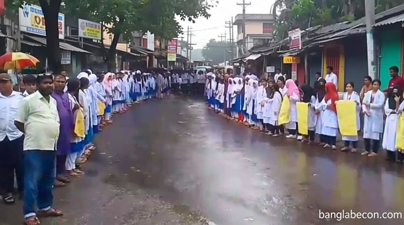 মাদকমুক্ত সমাজ গড়তে সুন্দরগঞ্জে মানববন্ধন