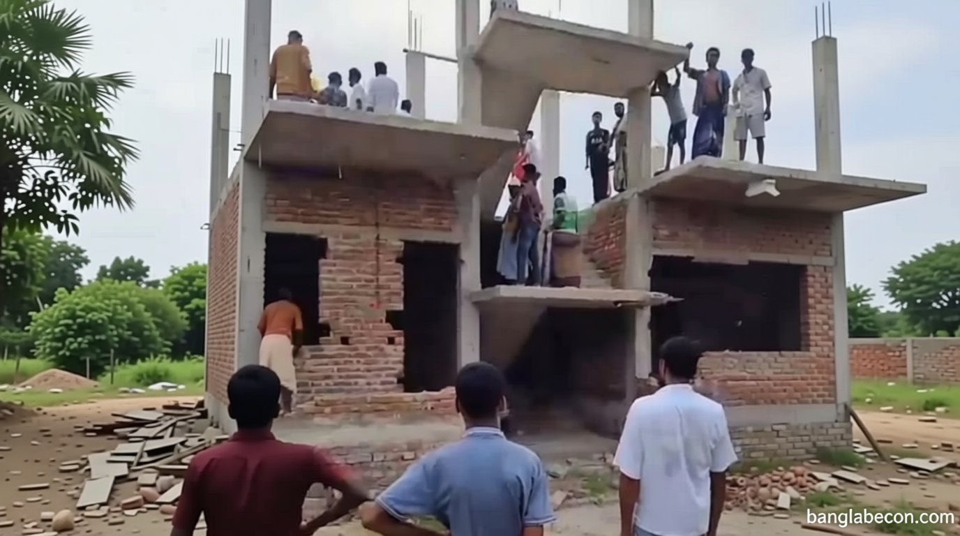 ভাঙায় মাদক কারবারির বাড়ি গুঁড়িয়ে দিল বিক্ষুব্ধ জনতা