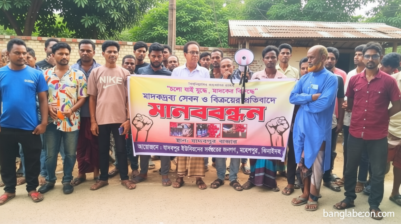 মহেশপুরে মাদকের বিরুদ্ধে মানববন্ধন ও র‍্যালি