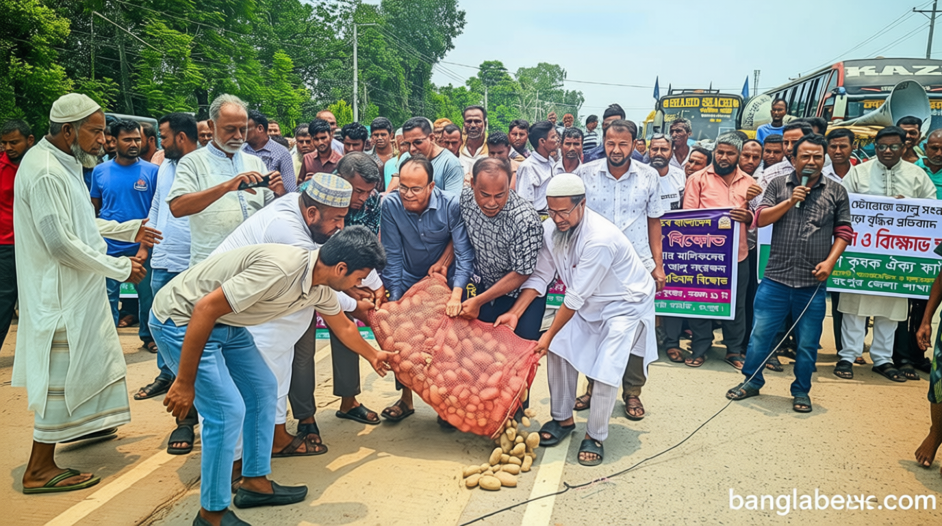 ভাড়া বৃদ্ধিতে ক্ষুব্ধ চাষিদের মহাসড়ক অবরোধ