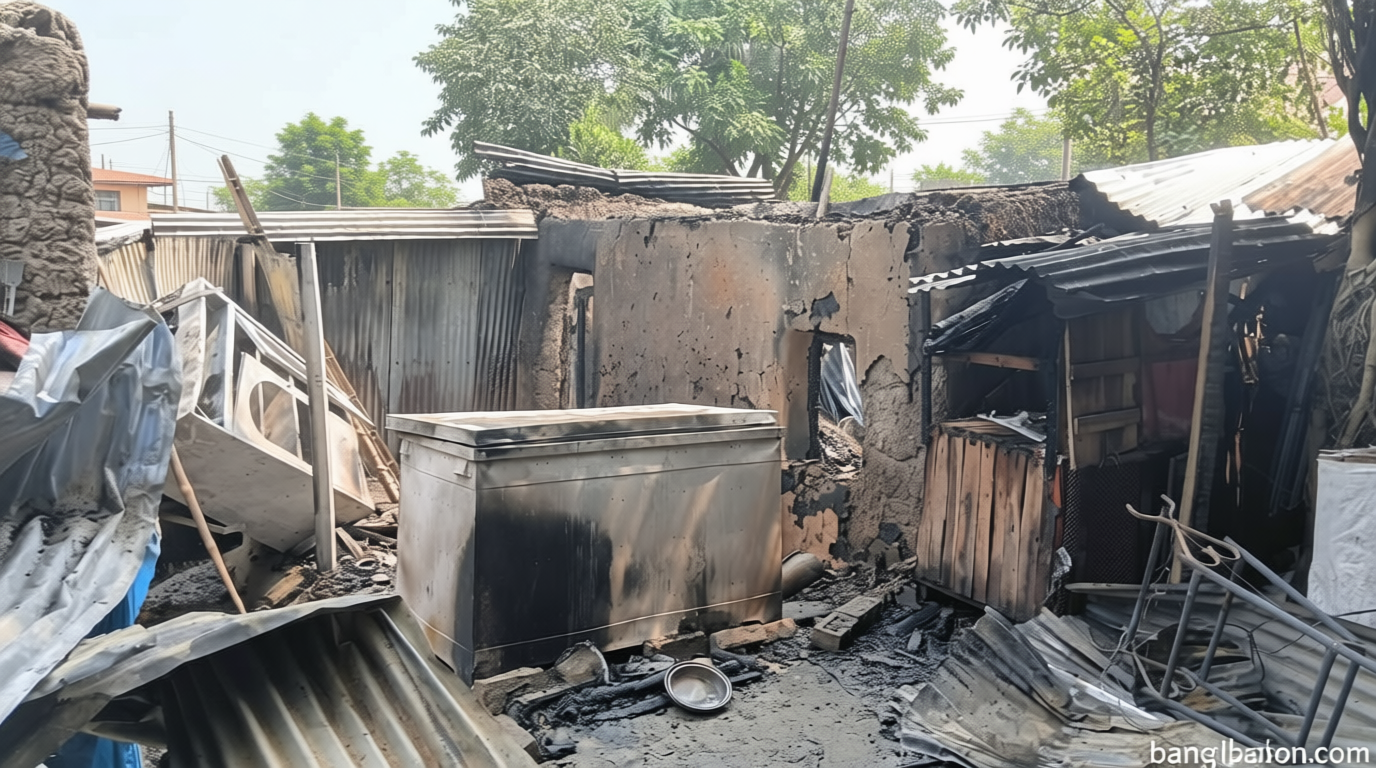 শর্টসার্কিটের আগুনে পুড়ল কৃষকের ঘর