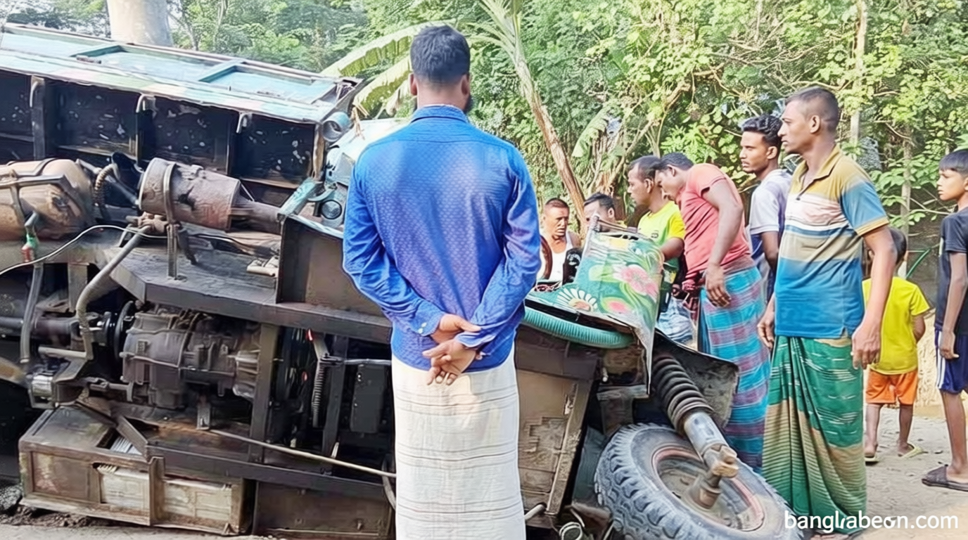 শরণখোলায় নসিমন উল্টে চালকের প্রাণহানি