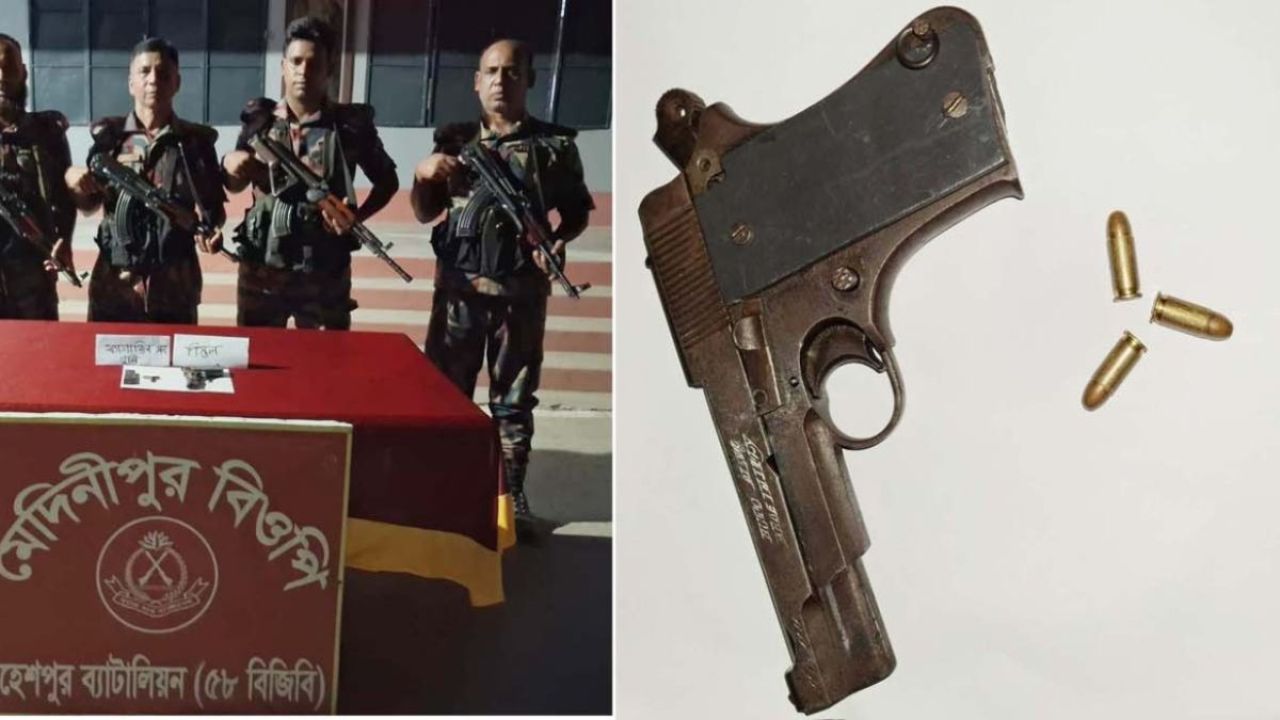 মহেশপুর সীমান্তে বিদেশি পিস্তল ও গুলি উদ্ধার