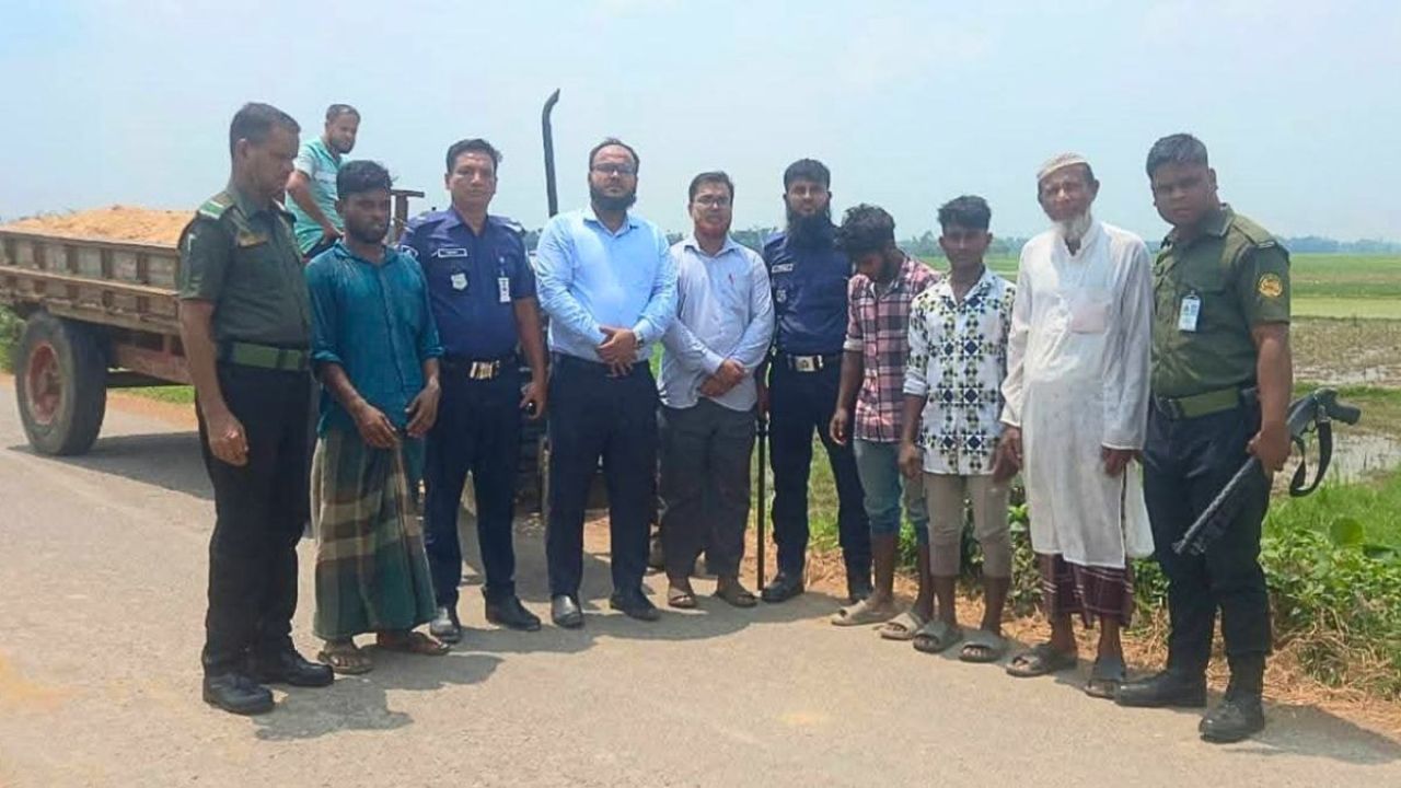অবৈধ বালু উত্তোলন রোধে চুনারুঘাটে অভিযান