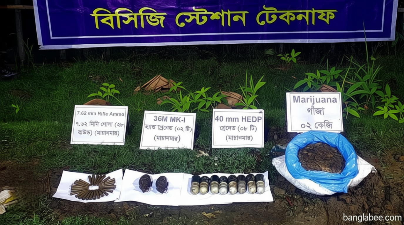 টেকনাফে মাটির নিচ থেকে গ্রেনেড ও গোলাবারুদ উদ্ধার