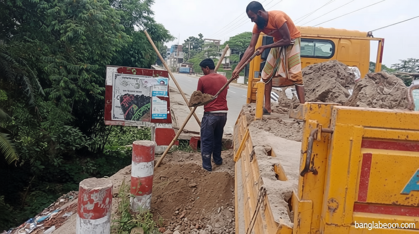 সংস্কার হচ্ছে সাটুরিয়া সেতুর সংযোগ সড়ক
