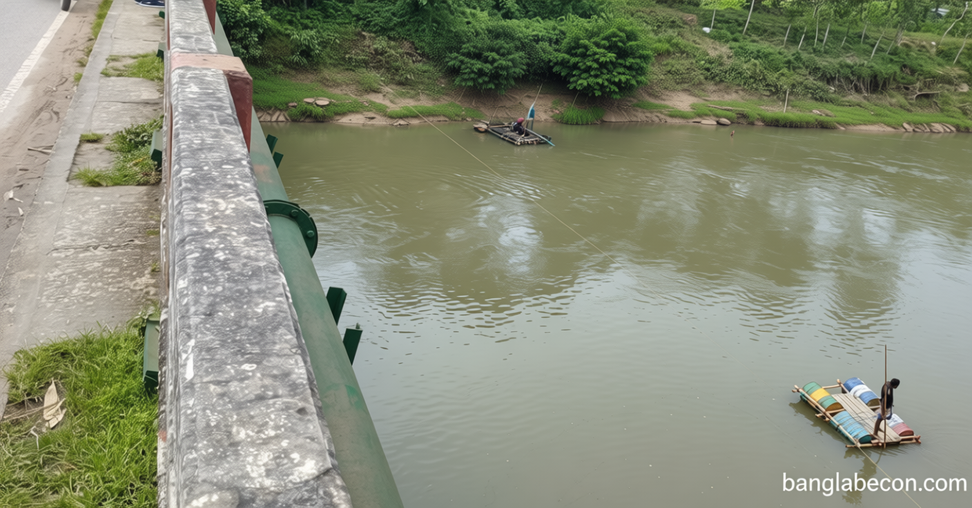 ড্রেজারে বালু উত্তোলন, হুমকিতে ধলাই সেতু | সংবাদ