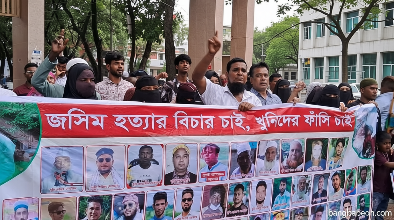 জসিম হত্যা : আসামিদের গ্রেপ্তারের দাবিতে মুন্সীগঞ্জ আদালত প্রাঙ্গণে মানববন্ধন