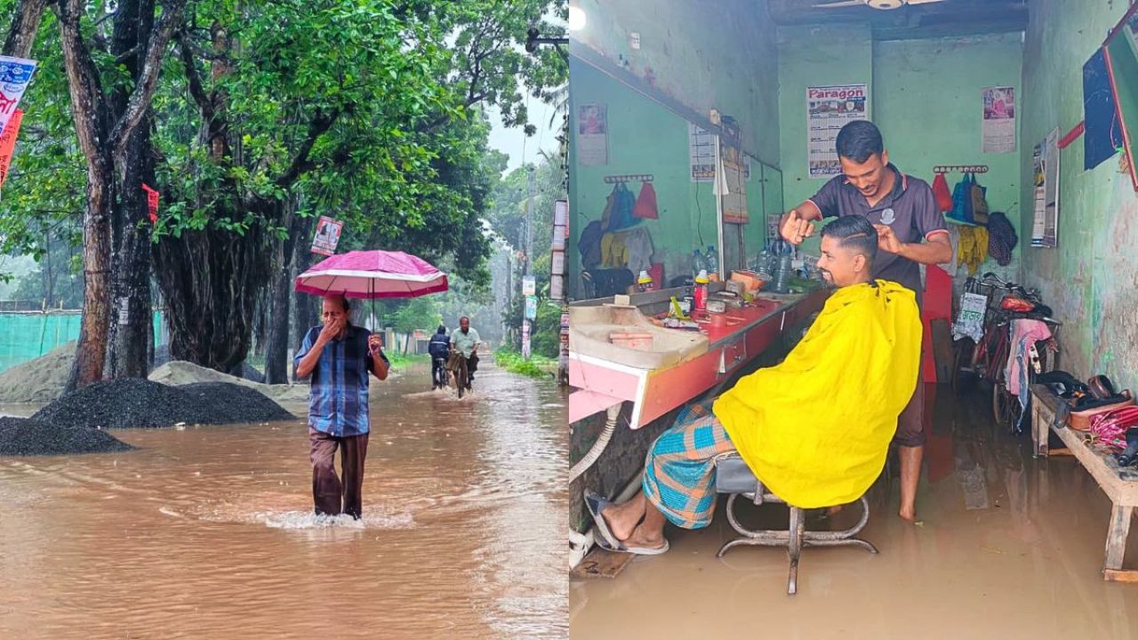 সাতক্ষীরায় ভারী বৃষ্টিতে জনজীবন বিপর্যস্ত