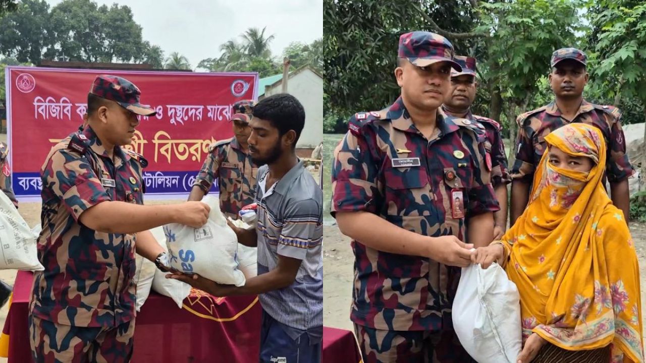 ১০০ দুস্থ পরিবারে বিজিবির খাদ্যসহায়তা