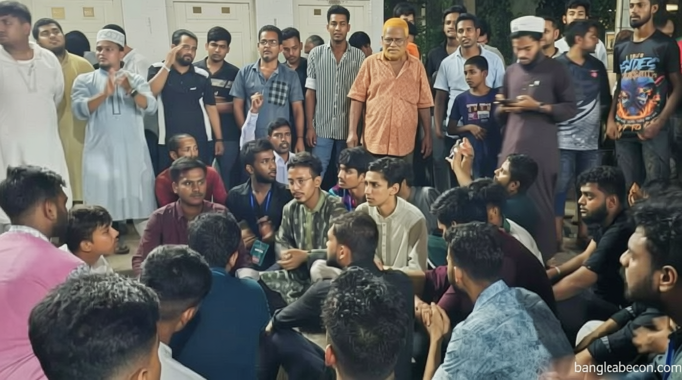 এনসিপির সমাবেশে হামলা, প্রতিবাদে থানার সামনে অবস্থান