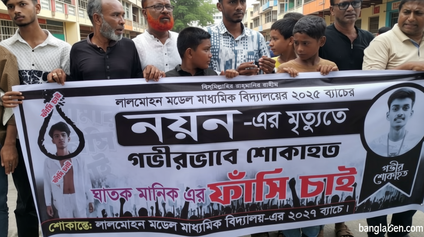 ন্যায়বিচারের দাবিতে রাস্তায় নয়নের সহপাঠীরা